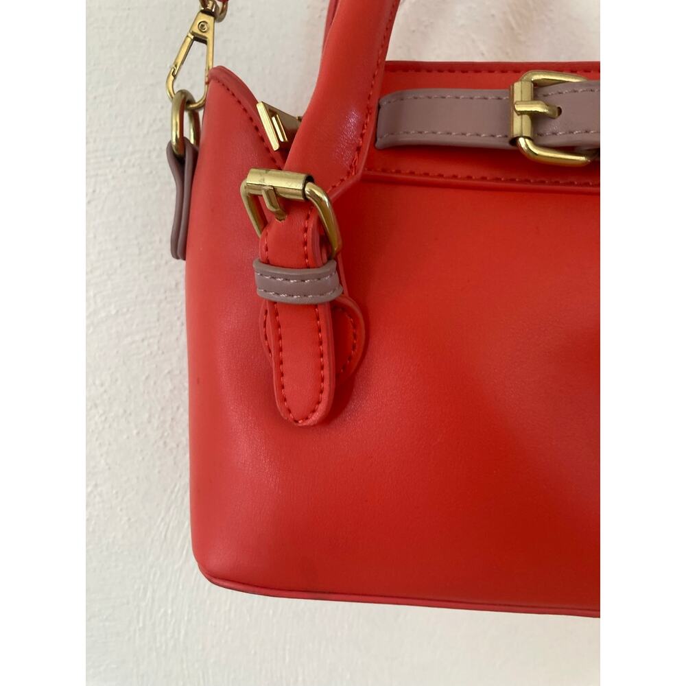 Anthropologie Agathe Mini Satchel Crossbody Bag Remi/Reid- red/orange Coral - Picture 5 of 14